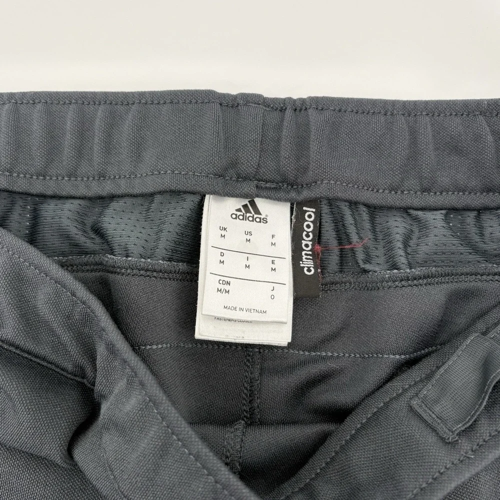 Adidas Climacool Men's Track Pants Med Black‎ Gray Stripes Zip Leg Pockets Logo